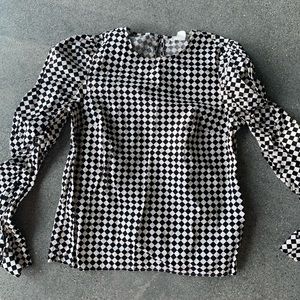 Checkered Ruched Blouse